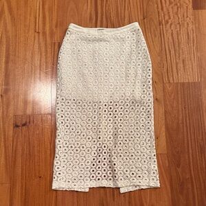 Express Elegant White Lace Pencil Skirt